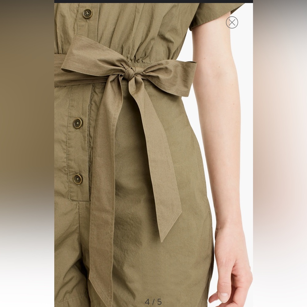 J.CREW SOLID OLIVE GREEN BUTTON-ON ROMPER SIZE 4 - Picture 5 of 9